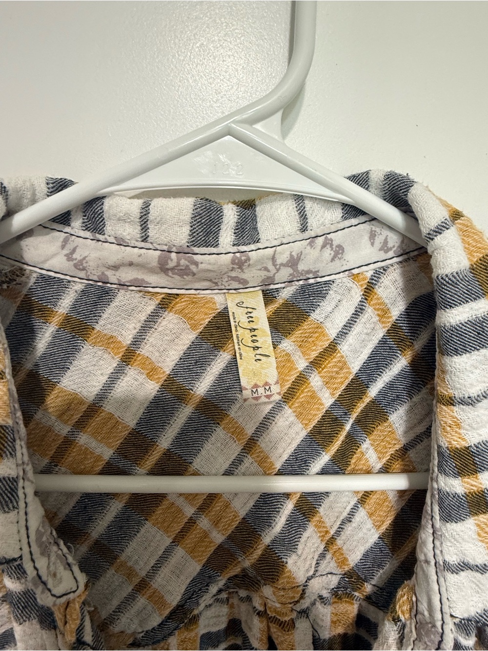 Free People Mustard Yellow Gray Plaid Button-Down Shirt - Picture 2 of 3